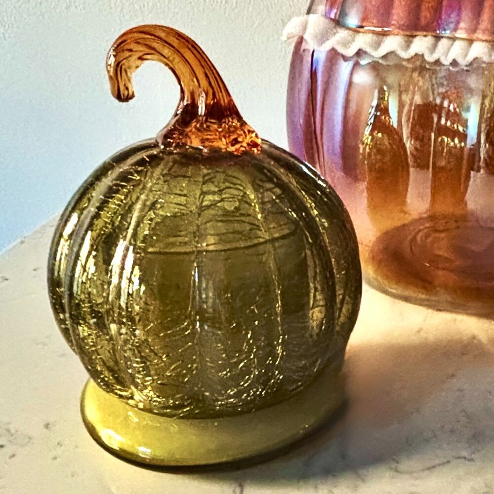 Glass Pumpkin Shape Cloche Scented Candle Pumpkin Tobacco Reusable Container